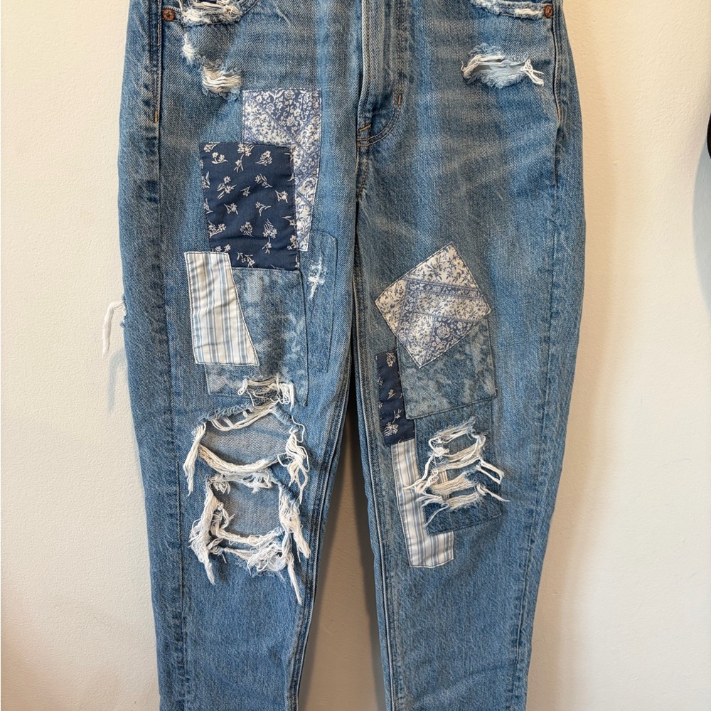 American Eagle Blue Patchwork Jeans